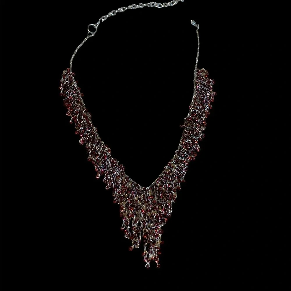 Glimmering red statement necklace